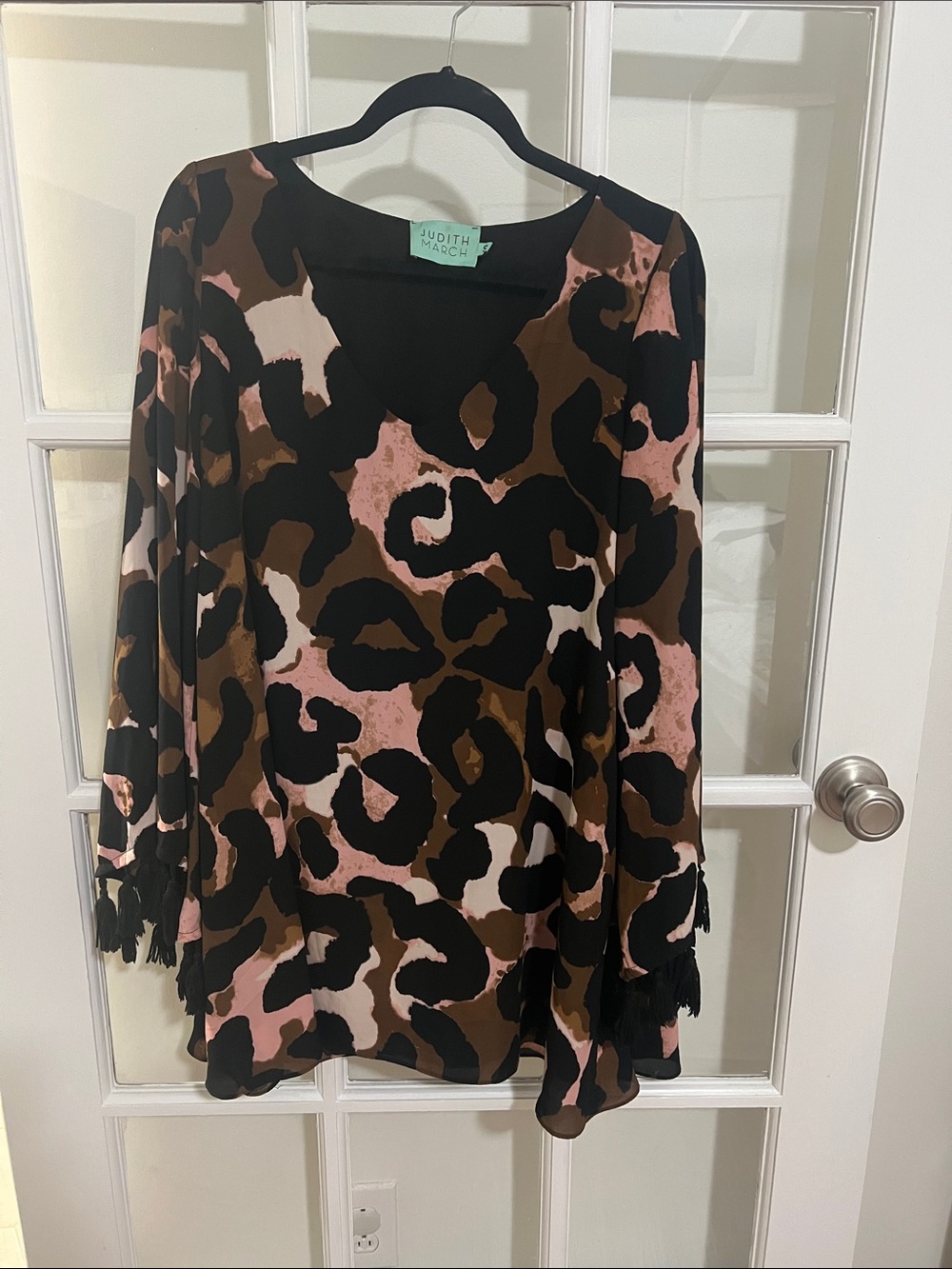 Judith March Leopard Print Tassel Dress Size S